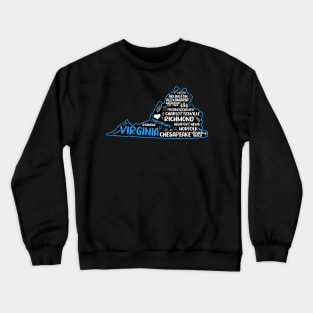 Lynchburg Virginia cute map Norfolk, Richmond, Newport News, Alexandria, Hampton, Roanoke, Suffolk, Reston Crewneck Sweatshirt